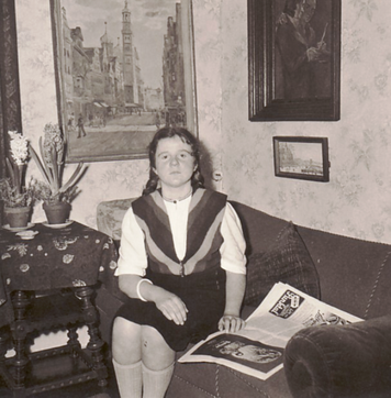 Bettina Heinen-Ayech in the Small Salon of the Black House, 1952