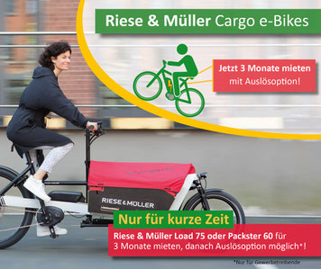 Riese & Müller Lasten e-Bikes für drei Monate mieten