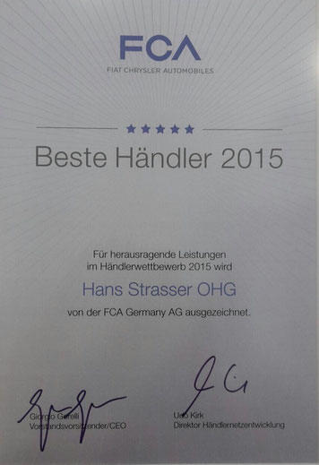 Auszeichnung Beste Händler 2015