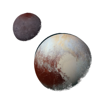 Pluto mit Mond Charon, Quelle: Nasa
