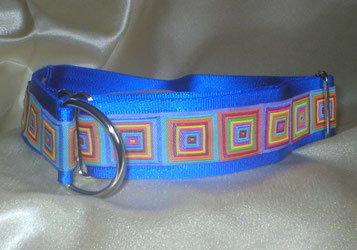 Zugstopp, Halsband, 4 cm, Gurtband eisblau, Borte in strahlenden Sommerfarben