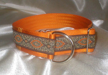 Zugstopp, Halsband, 4 cm, Gurtband goldorange, edle Borte