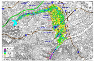 ため池決壊時のハザードマップ