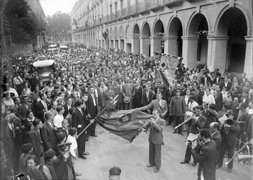 Geschichte vor den "Voltes": Der Präsident der Generalitat von Katalonien, Francesc Macià, besucht 1931 Bisbal. Quelle: Arxiu Nacional de Catalunya / Pedres de Girona, Bisbal