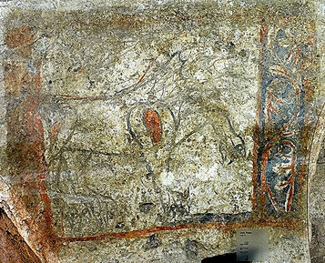 Der Löwe im unteren Kreuzgang von Sant Pere de Rodes - ein Christussymbol