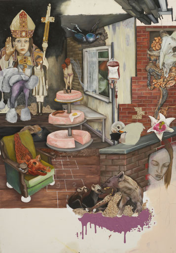 The Manifest Of Happy Painting III (Ein bewaffneter Specht ist eine Armee) . 2013 . 200x140 . oil, acryl on canvas