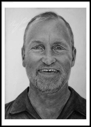 Woody Harrelson, Woody Harrelson drawing, Portrait Woody Harrelson, yvmalou, yvonne wegemund, graphite pencils Woody Harrelson 