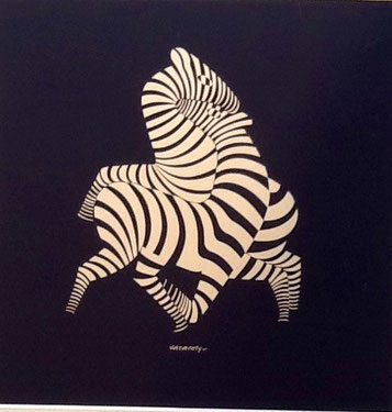 Victor Vasarely , Zebres , lithographie, signée dans la planche, 50 x 50 cm