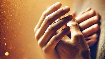 Nahaufnahme von Händen, die sanft über das Herz gelegt sind, als Symbol für tiefe Intuition und Selbstverbindung. Der Hintergrund ist weich verschwommen mit warmem, goldenem Licht, das eine Atmosphäre von innerer Ruhe und Vertrauen schafft.