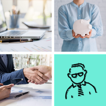 Money, piggy bank, handshake