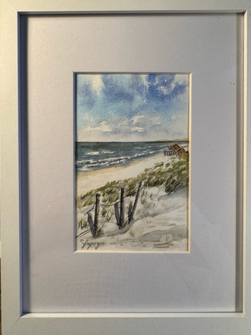 Petten aan Zee, Aquarell, 18 × 26 cm im Rahmen mit Passpartout