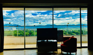 Blick vom Zimmer gegen die Berge und Belek