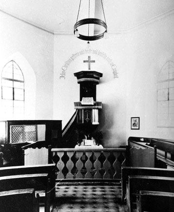 So hat der Innenraum der Waldenserkirche in Großvillars vor 1951 ausgesehen