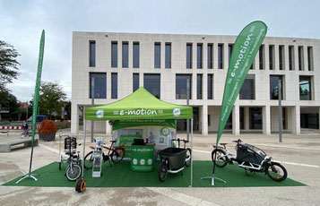 Stand der e-motion e-Bike Welt Stuttgart beim Aktionstag klimafreundliche Mobilität