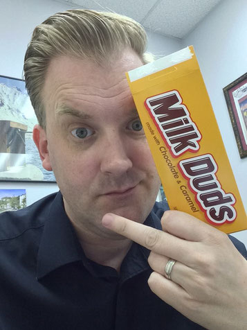 JW with a pack of Milk Duds, the Dark Lord's favorite candy