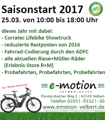Es geht los: Saisonstart 2017 im e-motion e-Bike Premium Shop Velbert