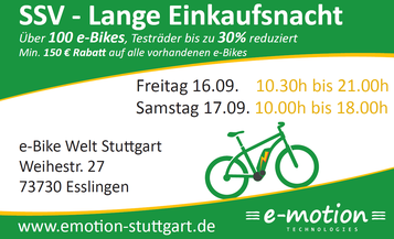 Sommerschlussverkauf e-motion e-Bike Welt Stuttgart