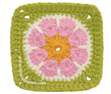 Cómo tejer una flor africana o african flower a crochet (hexágono, cuadrado o granny square y medio hexágono)