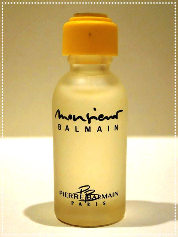 MONSIEUR BALMAIN - MINIATURE SEULE EN VERRE DEPOLI - BOUCHON PLASTIQUE JAUNE