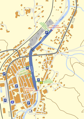Plan du parcours pêche nokill de Quillan