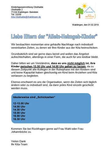Aktuelle Informationen Der Kita Elternbeirat Obsthalde