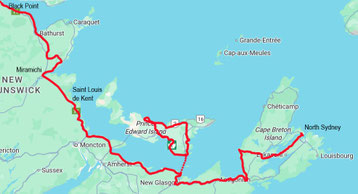 Map with travel route