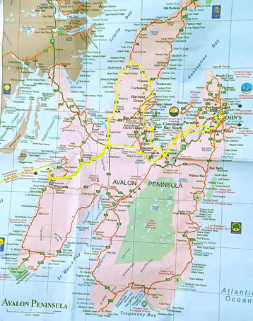 Map with travel route