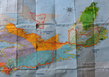 Map with travel route
