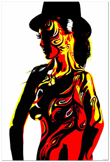 Digital Art painting of a nude woman in Body paint