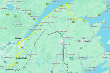 Map with travel route
