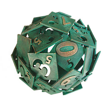 Paolo Grassi - From "0" to Infinity - 235. Samantha - green polyhedral sphere with numbers