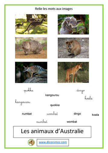 relie les mots aux images animaux 4