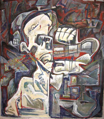 Acrylique sur drap usé-cousu