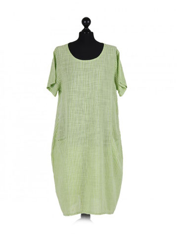 Sommerkleid aus Baumwolle mit Streifen und Taschen