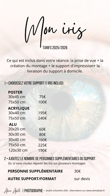 tarif des photos d'iris chez Aline Abate, photo d'iris Avesnes Maubeuge Fourmies Bavay