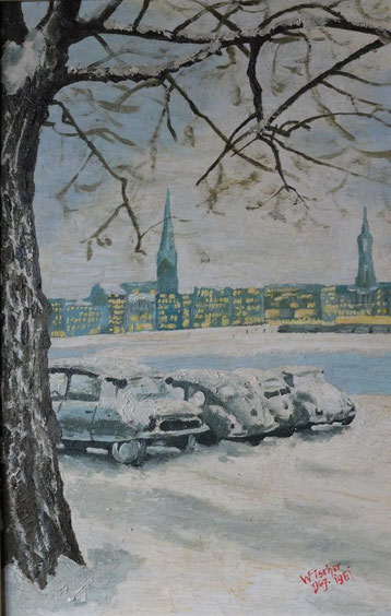 Binnenalster/Hamburg - Öl, 1961 (sold)