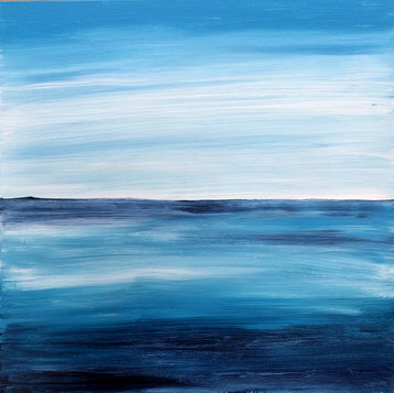 VENDU - "l'heure bleue" - 40 X 40 X 4 cm
