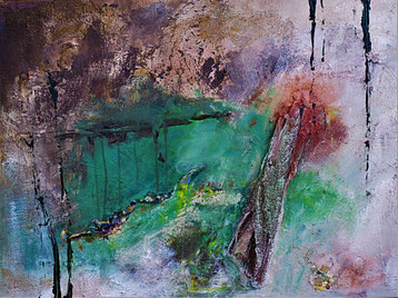 "Blautopf" , mixed media , 50x70 cm, BNr. 266