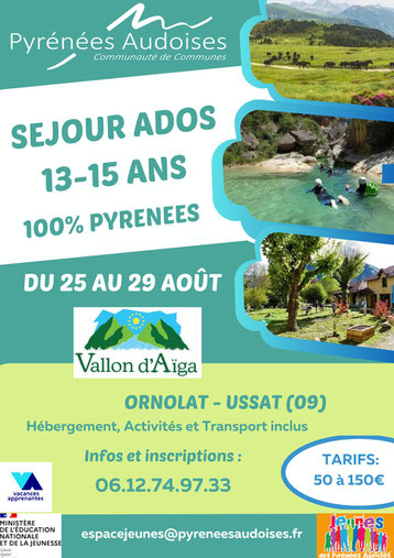 Séjour ados de l'Espace Jeunes des Pyrénées Audoises - été 2025