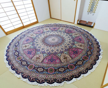円形・ 楕円 SILK - ペルシャ絨毯 キリム ペルシャンファルシー ラグ 