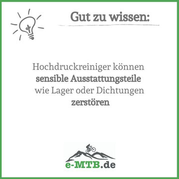 Hochdruckreiniger für e-MTBs vermeiden