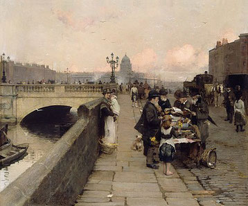 Dublin Streets, A Vendor of Books (1889) by Walter F. Osborne.