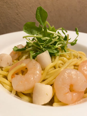 43.     海老と小柱の和ーリオ オーリオ(和風オリーブオイルソース)　🌶️　１,３００円  
