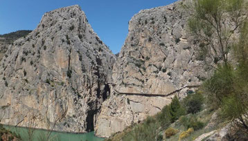 Südseite des Caminito Del Rey von El Chorro aus gesehen