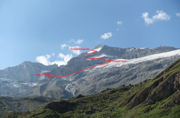 Zinalrothorn, Rothorngrat, Zustieg, Wasserloch, Frühstücksplatz