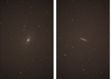 Image brute individuelle, M81 à gauche, M82 à droite