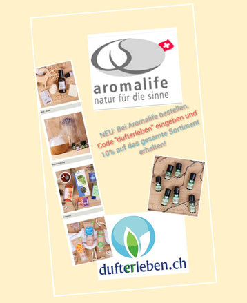 Bei Aromalife mit Rabattcode "dufterleben" 10% Ermässigung auf das gesamte Sortiment.