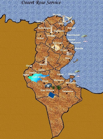 Mapa de Túnez