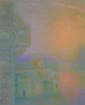 Iona Abbey with St.Martin's cross 52.5x42.5cm