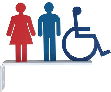 女性、男性、車椅子　立体トイレサイン